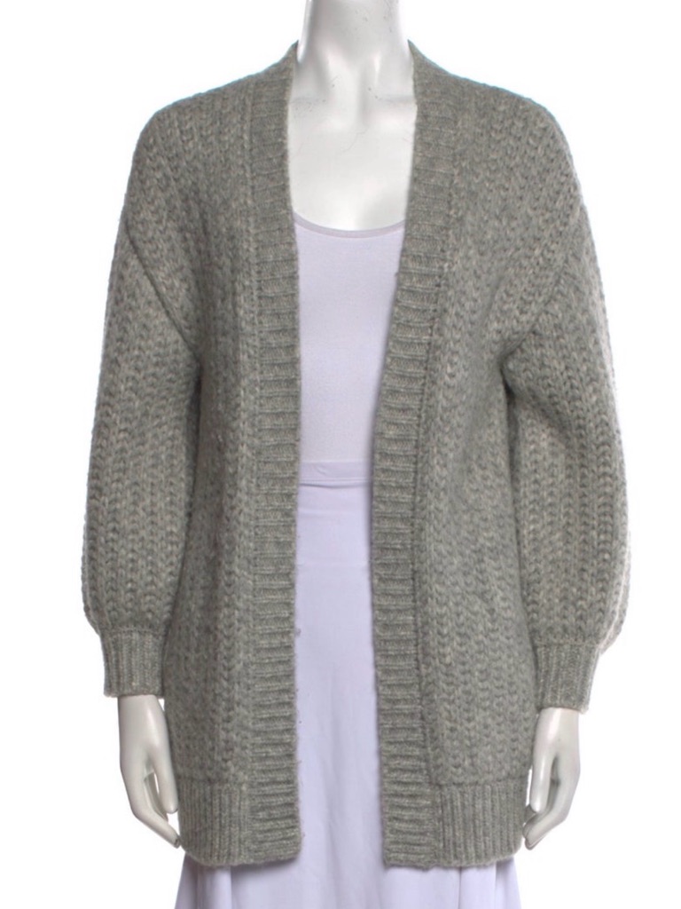 Cuyana Grey Chunky Open-Front Knit Cardigan